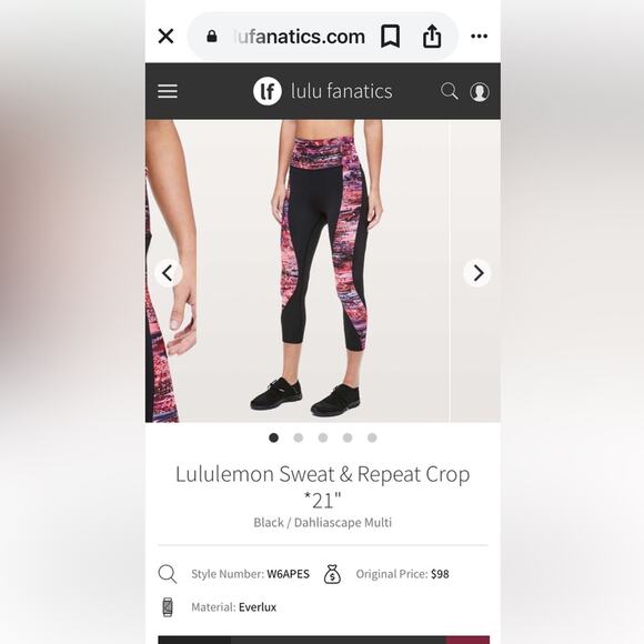 Lululemon Sweet & Repeat Crop Leggings Black/Dahliascape Size 4 - Picture 2 of 10